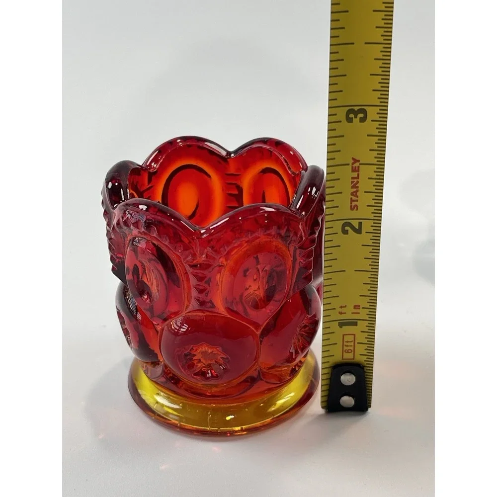 Vintage Copper Hawaii Red Amberina Clear Glass Toothpick‎ Holders Set Of 3